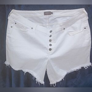 torrid White High-Rise Button-Fly Frayed Hem Denim Shorts